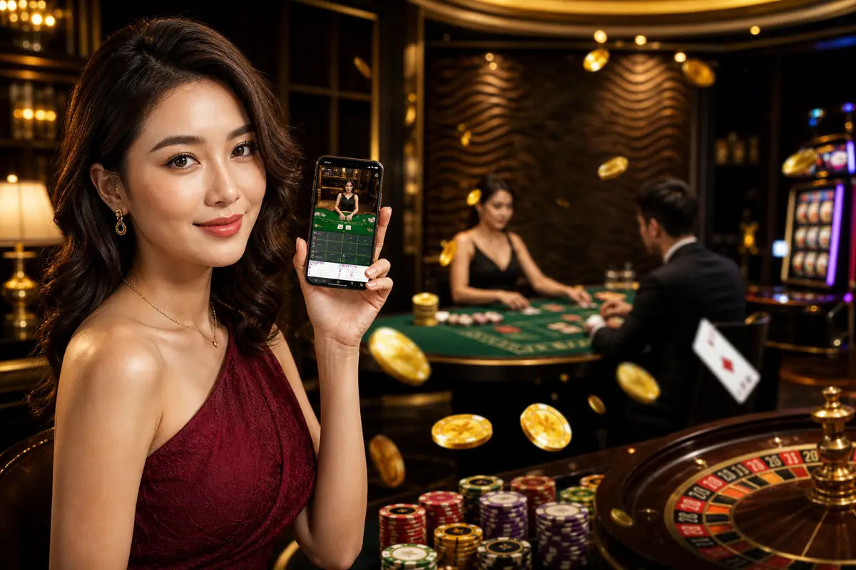 gold888 Live Blackjack ဒိုင်လာနှင့် ကစားနေသောမြင်ကွင်း
